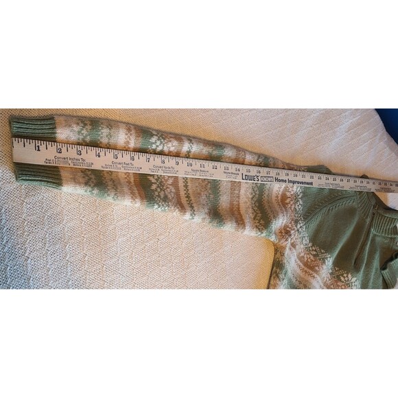 Woolrich 100% Lambs Wool Fair Isle Snowflake Nordic 1/4 Zip Sweater Sage Green S - Picture 11 of 12